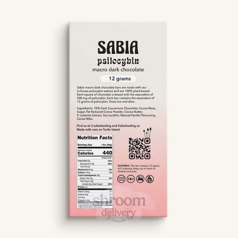 SABIA Vegan Macrodose Psilocybin Dark Chocolate Bar - 500mg × 24 (12g) - Image 2